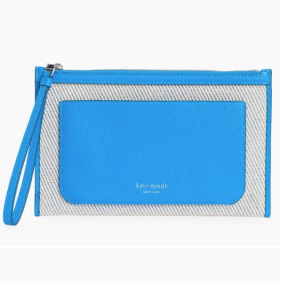Kate Spade Blue and White Wristlet Clutch - Picture 1 of 13